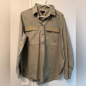 J Crew Army Green Tunic With Beading Detail Excellent Condition